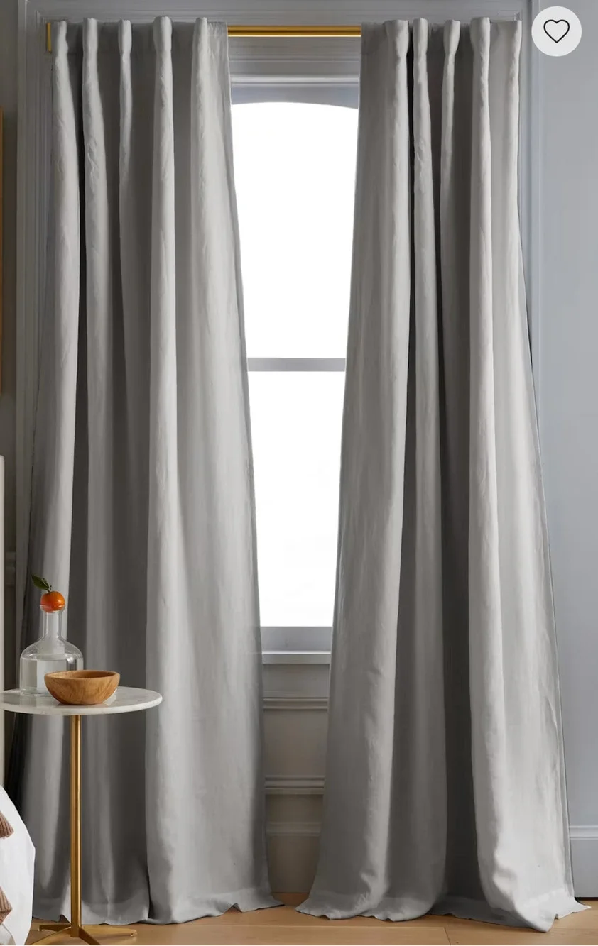 Quince European Linen Panel Cloud Room Darkening Curtain Size 48×96